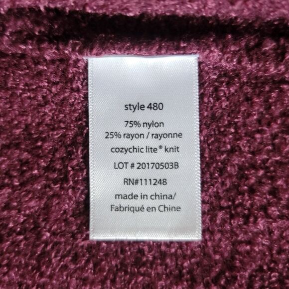 Barefoot Dreams Cozychic Lite Coastal Hooded Long Cardi in Burgundy - Picture 9 of 11